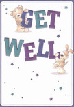 Offering a joyful expression of encouragement, this get well card shines with the character of Hornsey's local warmth. Playful stars twinkle across a creamy white base, surrounding a playful teddy bear and an affectionate puppy who bring life to the colourful letters 'Get Well.' Indigo and teal shades in the text pop with cheerful vibrancy, much like wildflowers spotted in Hornsey Wood. The bear's illustrated fur and soft, endearing expression promise soothing comfort, while the puppy's floppy ears invite the imagination of a gentle pat. Crafted with clear affection, the artwork's gentle lines and thoughtful composition create a sense of lightness-akin to a bouquet assembled with care and delivered to a Hornsey home on a sunny afternoon. More than just a card, this image becomes a warm gesture, carrying comfort and sincere hope to anyone in need of a gentle lift.